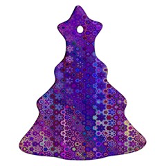 Boho Purple Floral Print Christmas Tree Ornament (two Sides) by SpinnyChairDesigns