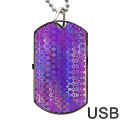 Boho Purple Floral Print Dog Tag Usb Flash (one Side)