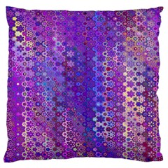 Boho Purple Floral Print Large Flano Cushion Case (two Sides) by SpinnyChairDesigns