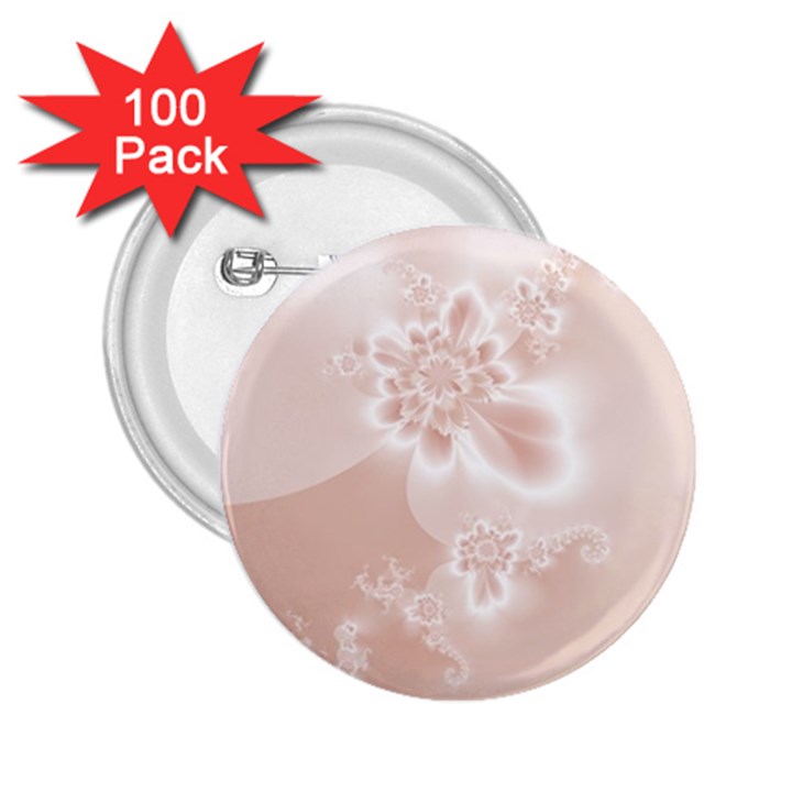 Tan White Floral Print 2.25  Buttons (100 pack) 