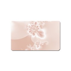 Tan White Floral Print Magnet (name Card) by SpinnyChairDesigns