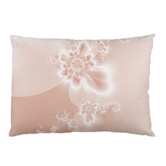 Tan White Floral Print Pillow Case by SpinnyChairDesigns