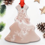 Tan White Floral Print Ornament (Christmas Tree)  Front