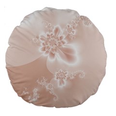 Tan White Floral Print Large 18  Premium Round Cushions by SpinnyChairDesigns