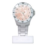 Tan White Floral Print Plastic Nurses Watch Front