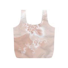 Tan White Floral Print Full Print Recycle Bag (s) by SpinnyChairDesigns