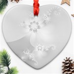 Wedding White Floral Print Ornament (Heart) Front