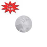 Wedding White Floral Print 1  Mini Buttons (100 pack)  Front