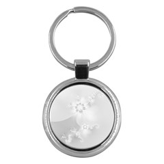 Wedding White Floral Print Key Chain (round) by SpinnyChairDesigns