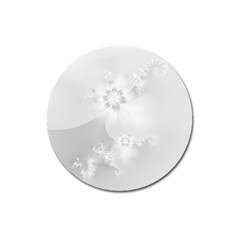 Wedding White Floral Print Magnet 3  (round) by SpinnyChairDesigns