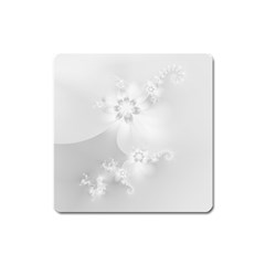 Wedding White Floral Print Square Magnet