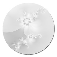 Wedding White Floral Print Magnet 5  (round) by SpinnyChairDesigns