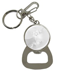 Wedding White Floral Print Bottle Opener Key Chain by SpinnyChairDesigns