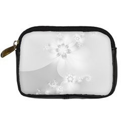 Wedding White Floral Print Digital Camera Leather Case by SpinnyChairDesigns