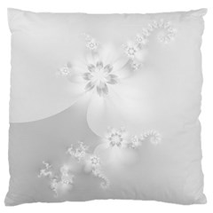 Wedding White Floral Print Large Cushion Case (one Side) by SpinnyChairDesigns