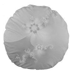 Wedding White Floral Print Large 18  Premium Flano Round Cushions by SpinnyChairDesigns