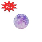 White Purple Floral Print 1  Mini Buttons (10 pack)  Front