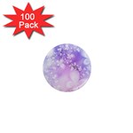 White Purple Floral Print 1  Mini Magnets (100 pack)  Front