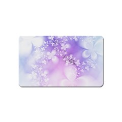 White Purple Floral Print Magnet (name Card) by SpinnyChairDesigns