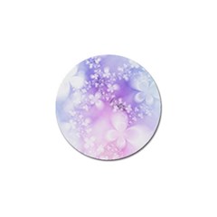 White Purple Floral Print Golf Ball Marker by SpinnyChairDesigns