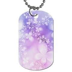 White Purple Floral Print Dog Tag (two Sides) by SpinnyChairDesigns