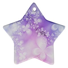 White Purple Floral Print Star Ornament (two Sides) by SpinnyChairDesigns