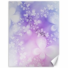 White Purple Floral Print Canvas 18  X 24  by SpinnyChairDesigns