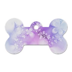 White Purple Floral Print Dog Tag Bone (one Side) by SpinnyChairDesigns