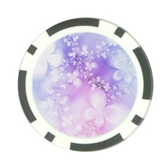 White Purple Floral Print Poker Chip Card Guard by SpinnyChairDesigns