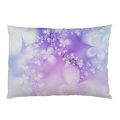 White Purple Floral Print Pillow Case by SpinnyChairDesigns