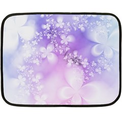 White Purple Floral Print Double Sided Fleece Blanket (mini)  by SpinnyChairDesigns