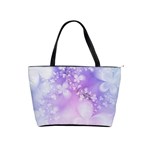 White Purple Floral Print Classic Shoulder Handbag Front