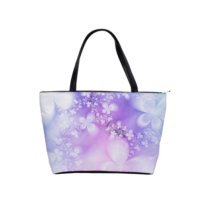 White Purple Floral Print Classic Shoulder Handbag