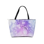 White Purple Floral Print Classic Shoulder Handbag Back