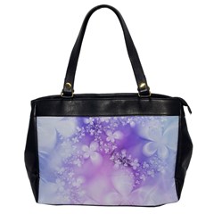 White Purple Floral Print Oversize Office Handbag by SpinnyChairDesigns