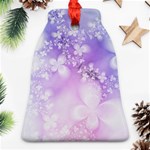 White Purple Floral Print Bell Ornament (Two Sides) Front