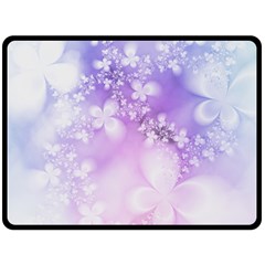 White Purple Floral Print Double Sided Fleece Blanket (large)  by SpinnyChairDesigns