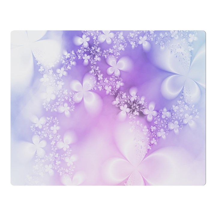 White Purple Floral Print Double Sided Flano Blanket (Large) 