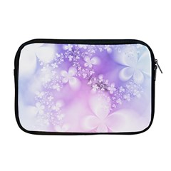 White Purple Floral Print Apple Macbook Pro 17  Zipper Case by SpinnyChairDesigns