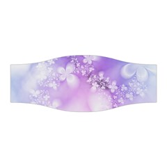 White Purple Floral Print Stretchable Headband by SpinnyChairDesigns