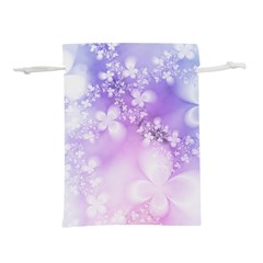 White Purple Floral Print Lightweight Drawstring Pouch (s) by SpinnyChairDesigns