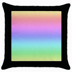 Pastel Rainbow Ombre Gradient Throw Pillow Case (black) by SpinnyChairDesigns