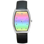 Pastel Rainbow Ombre Gradient Barrel Style Metal Watch Front