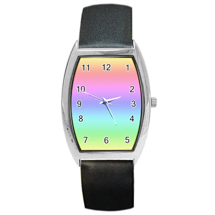 Pastel Rainbow Ombre Gradient Barrel Style Metal Watch