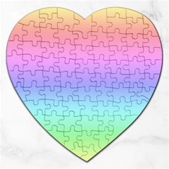 Pastel Rainbow Ombre Gradient Jigsaw Puzzle (heart) by SpinnyChairDesigns