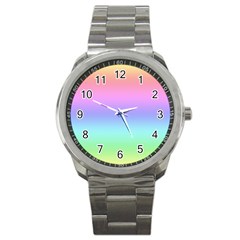 Pastel Rainbow Ombre Gradient Sport Metal Watch by SpinnyChairDesigns