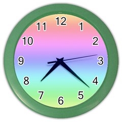 Pastel Rainbow Ombre Gradient Color Wall Clock by SpinnyChairDesigns