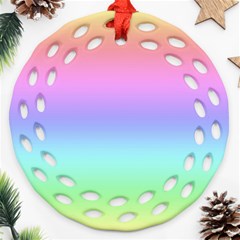 Pastel Rainbow Ombre Gradient Ornament (round Filigree) by SpinnyChairDesigns