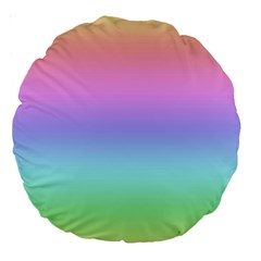 Pastel Rainbow Ombre Gradient Large 18  Premium Round Cushions by SpinnyChairDesigns