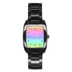 Pastel Rainbow Ombre Gradient Stainless Steel Barrel Watch